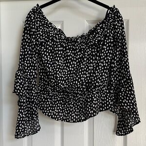 Express Black and White Polka Dot Blouse